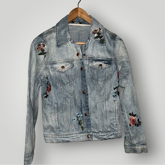 Azalea Wang Jackets & Blazers - Azalea Floral Embroidered Denim Jacket